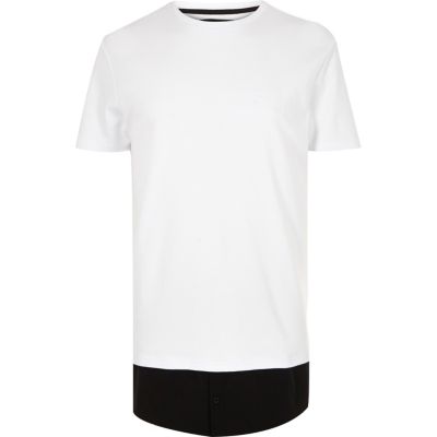 White hem panel longline t-shirt